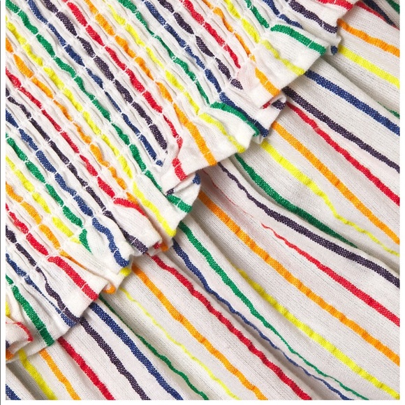 NWT Solid & Striped Rainbow Stripe Cotton Smocked Bodice Tiered Maxi Dress - Picture 5 of 6